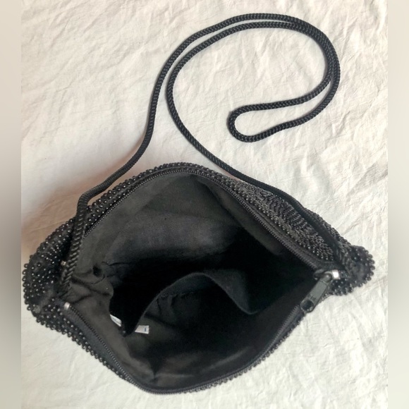🛍BEADED Small black Cross Body long strap Purse size 8x5 EUC - Picture 8 of 10